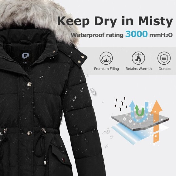 Luxurious Women's Winter Parka - Down Puffer with Adjustable Waist & Pockets - Picture 4 of 7